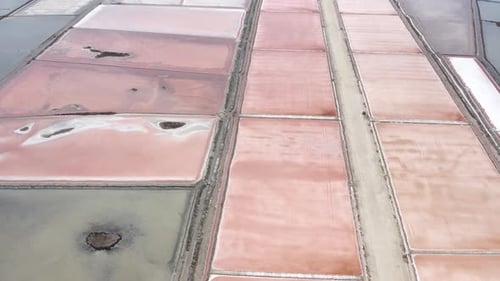 Aerial view over Salt pools in Spain