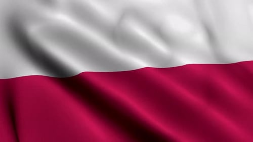 Flagge Polens. Winkende Flagge Polens aus Stoff mit Satinstruktur, 3D-Illustration