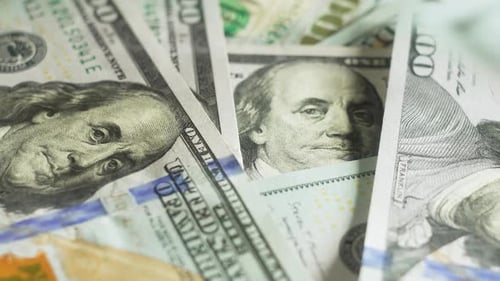 Macro Shot of American One Hundred Dollar Bills