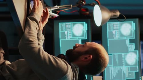 Vertical Video Young IT Criminal Hacking Server to Destroy Information