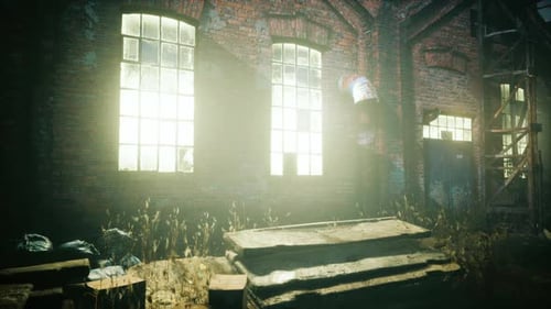 Night at Large Abandoned Industrial Area