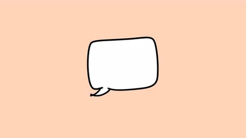 2d animated white speech bubble on pastel background