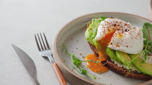 Avocado Toast with Poached Egg and Microgreens