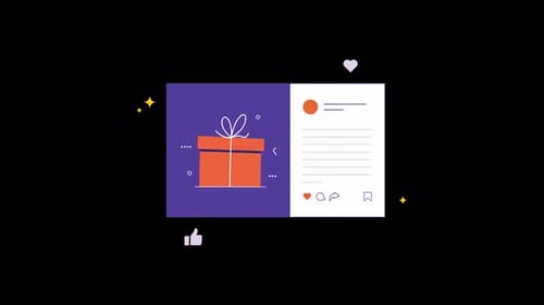 Social Media Giveaway Post with Gift Box. Online Contest Concept Animation Video - Transparent