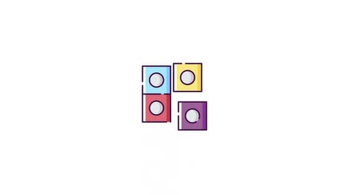 Animated Colorful Grid with Circles Flat Design