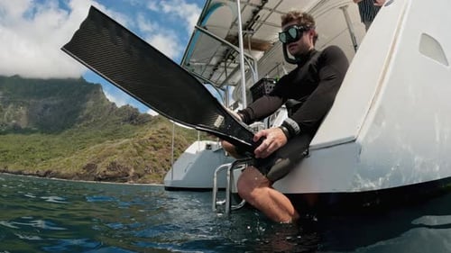 Spearfishing Adventure in Tropical Blue Ocean Waters