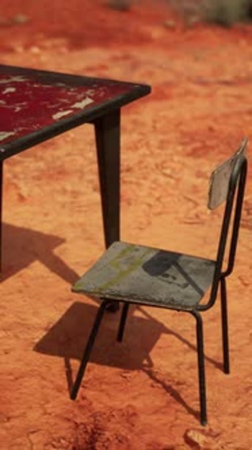 Old Ruster Metal Table in Desert