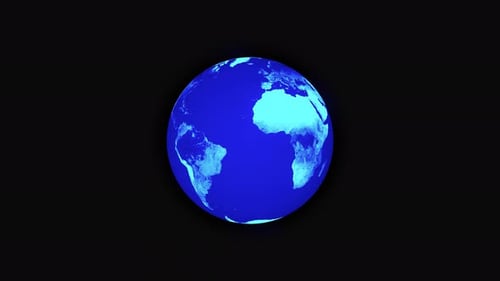Futuristic Blue Earth Globe Rotation Animation
