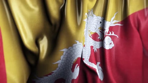 Bhutan National Flag Realistic Waving Animation