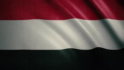 Waving Yemen Flag with Realistic Fabric Texture