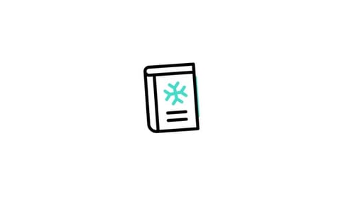 Flat Design Animated Book Icon with Snowflake Data