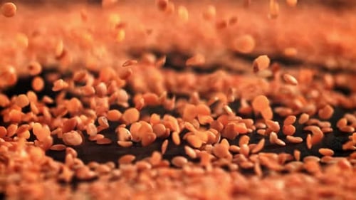 Red Lentils Deliciously Falling in Slow Motion