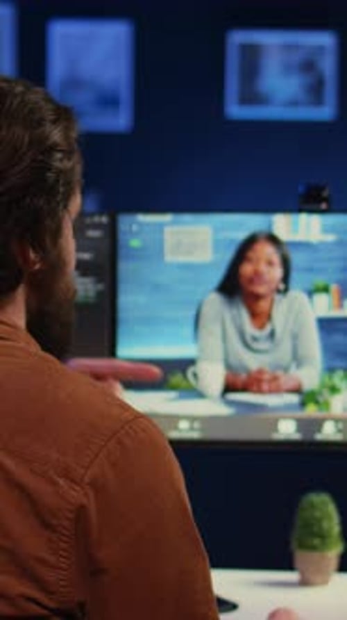 Man on Video Call Talking to Woman