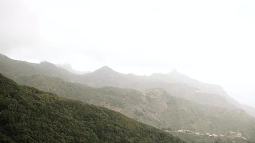Beautiful Mountains View in Fog on Tenerife Canary Islands