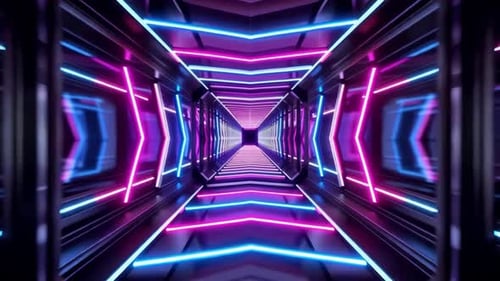 Futuristic Sci Fi Neon Corridor Loop