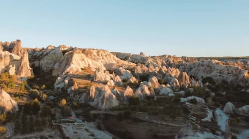 Aerial Footage of Red Valley Rocks in Goreme Capadoccia Turkey