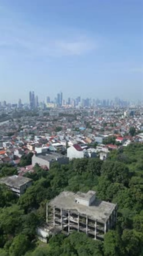 Aerial View Of Jakarta City Skyline On Sunny Day Indonesia