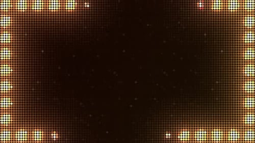 Vertical Marquee Light Board Sign Retro on Black Background Bright Golden Light Bulbs for Banner or