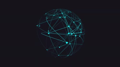 Plexus Planet Network Connection, Digital Globe Sphere Abstract Geometric Plexus Alpha Channel. 5348