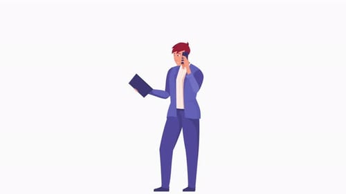 Businessman With Phone And Tablet Background 4K