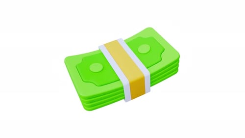 Animated 3D Stack of Green Money Icon