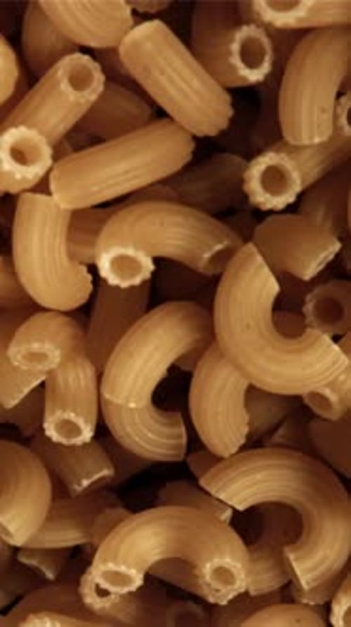 The Dry Pasta Flies Up and Falls Down Filmed on a Highspeed Camera at 1000 Fps