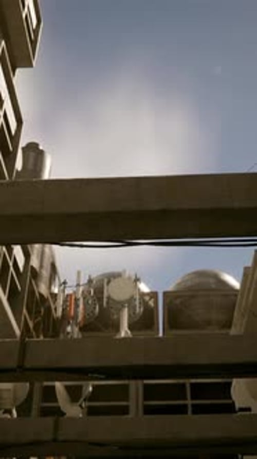 A Unique Perspective of a Building's Concrete Roof Captured From Below
