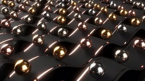Gold Spheres Move Curve Path Track Simple Motion Graphic Endless