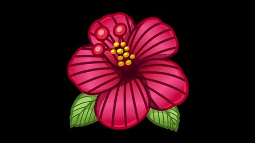 Animated Red Cartoon Flower Blooming Illustration