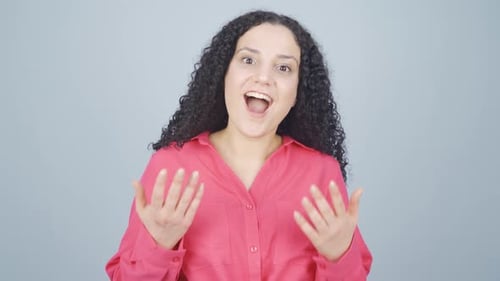 Woman Expressing Surprise, Speech, Nod, Thumbs Up