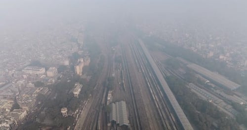 Aerial view of Ajmeri Gate station, India.