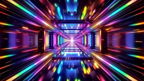 Tunnel lumineux au néon futuriste à grande vitesse 4K Motion Graphic lo