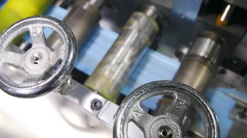 Production Line with Rollers Operates with Fabric for Masks