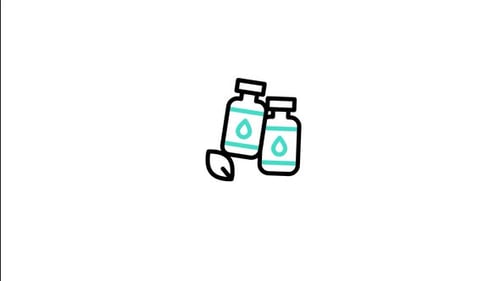 Flat Design Health Liquid Bottles and Leaf Icon Animation