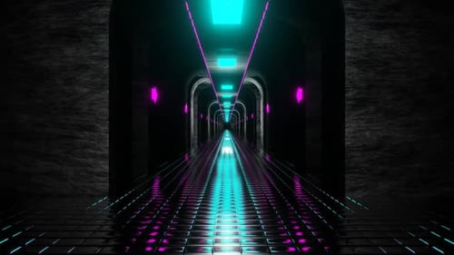 Fondo de túnel de mazmorra rosa y cian Vj Loop en HD