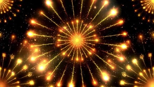 Golden Glittering Particle Bursts Celebration Background