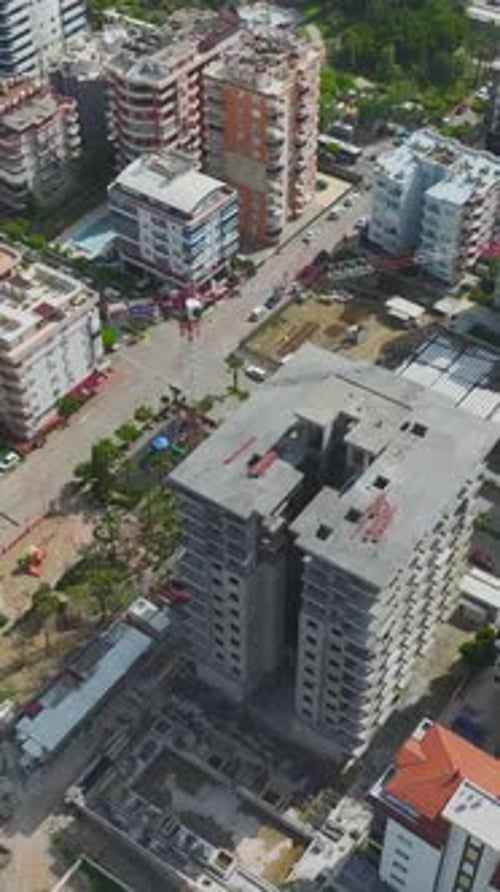Industrial Scene Showing Early Stage Apartment Development