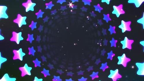 Neon Geometric Star Tunnel Seamless Loop Background