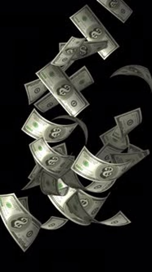 Realistic Falling Money Alpha Channel Overlay