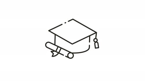 Animated Line Icon of Graduation Cap and Diploma