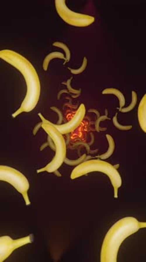 Vertical Video of Rotating Banana Hypnotic VJ Infinite Seamless Loop Background