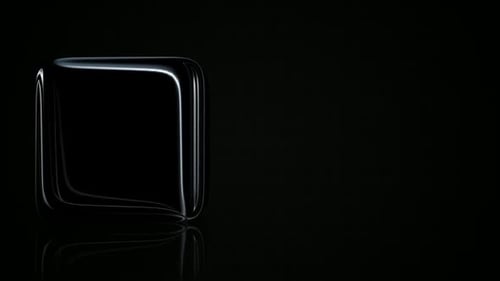 Luxuriöser dunkler Hintergrund mit schwarzem Würfel, Reflexion, exklusiver 3D-Renderer