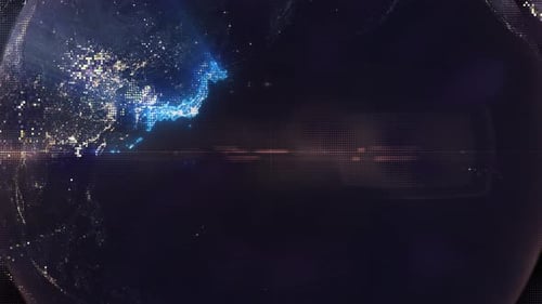 Pixel Art Earth Night Space Rotate and Zoom Shining Country Japan