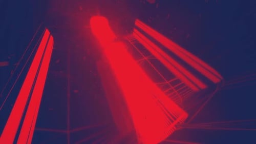 Abstract Futuristic Red Neon Light Tunnel Motion Background