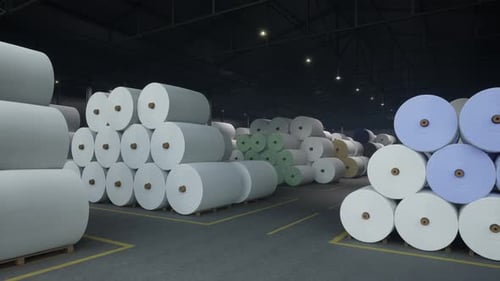 Industrial Textile Factory, Yarn Manufacturing, Large Rolls Of Yarn