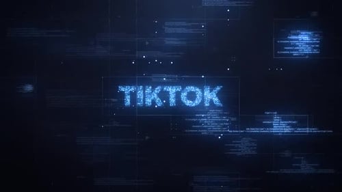 Tik Tok Word On Dynamic Technology Background
