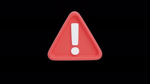 3D animation of warning alert triangle icon symbol