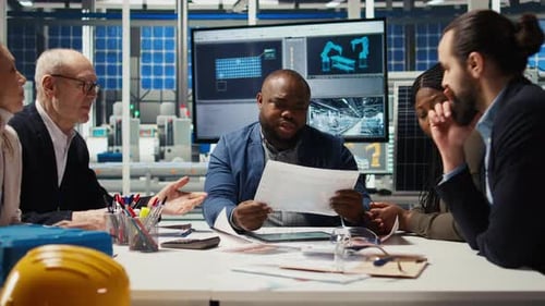Les ingénieurs d'usine examinent les conceptions de chaînes de montage visant à augmenter la production