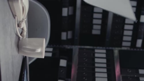 Man Drinks Coffee in Corporate Office Setting