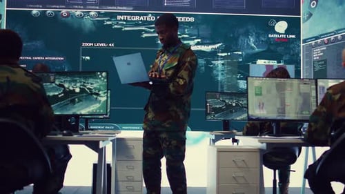 People Working with High Tech Displays